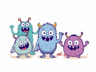 Playful Monster Characters - Charming Vector Art for Children's Books
