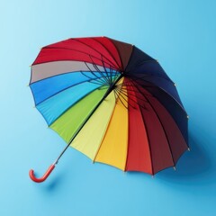 Colorful umbrella on a blue background