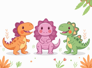 Adorable Dinosaur Friends - Fun Vector Elements for Kids' Storytelling