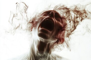 A Screaming Face Dissolving into Smoke