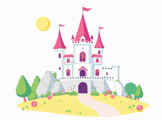 Fairy Tale Princess Castle - Colorful Vector Graphics for Children's Books