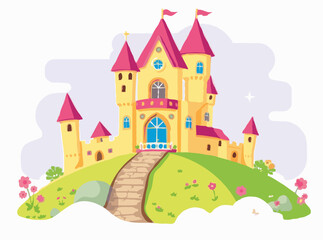 Fototapeta premium Fairy Tale Princess Castle - Colorful Vector Graphics for Children's Books