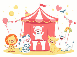 Whimsical Circus Animals - Joyful Vector Illustrations for Kids' Stories
