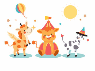 Whimsical Circus Animals - Joyful Vector Illustrations for Kids' Stories