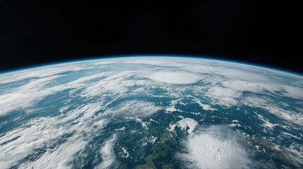Fototapeta premium Earth viewed from space, clouds, atmosphere, blue planet, environmental study