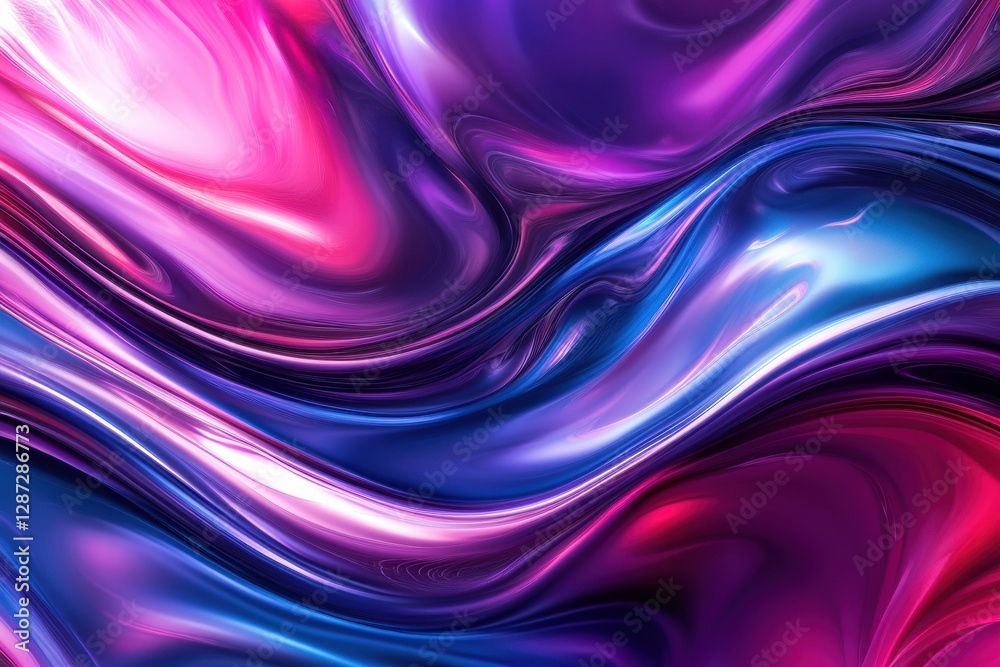 Poster Vibrant swirls of color create a dynamic abstract background in shades of pink, purple, and blue. Generative AI
