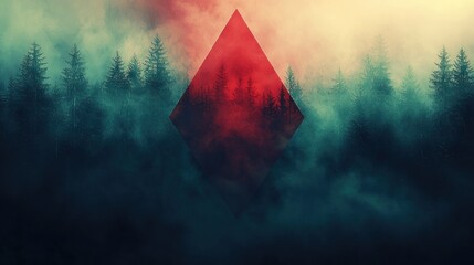 Misty Forest Enchantment: A Red Diamond in the Pines