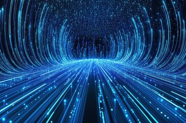 Mesmerizing Blue Lights Streaming Through a Futuristic Tunnel with Dynamic Motion
