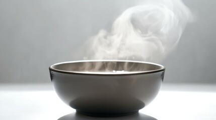 Warm steam rises from a bowl of hot liquid.