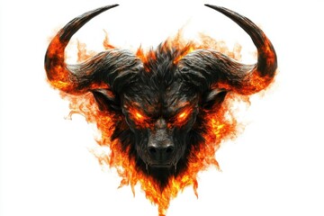 Fiery Minotaur Head Enveloped in Blazing Inferno
