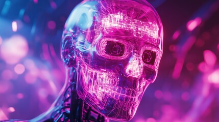 Neon Skull: A Cyberpunk Vision of Artificial Intelligence