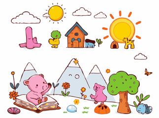 Colorful Cartoon Illustrations for Kids' Books