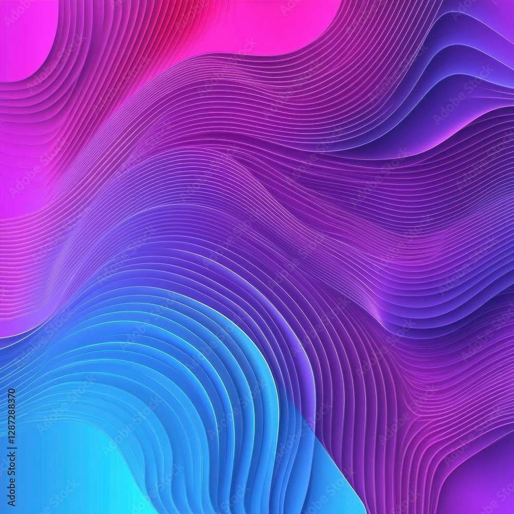Poster Colorful abstract wave patterns create a vibrant and dynamic visual design in shades of pink and blue. Generative AI