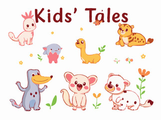 Naklejka premium Adorable Creatures and Characters for Kids' Tales