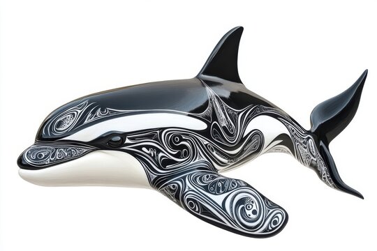 Orca Whale Artistic Representation Swirling Design - Powered by Adobe