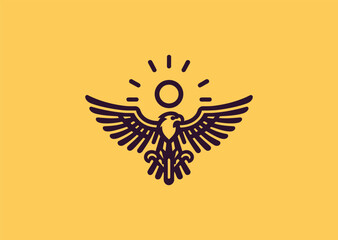A hawk soaring with radiant golden hues, symbolizing vision, freedom, and solar energy