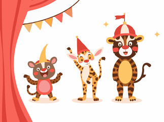 Cheerful Circus Animals in Fun Vector Designs