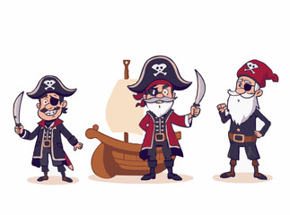 Charming Pirate Characters in Playful Vector Illustrations