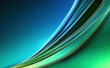 Dynamic Green and Blue Waves Flowing Across a Smooth Gradient Background Evoking a Sense of Calmness
