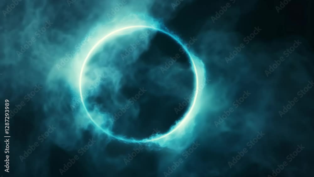 Wall mural mysterious glowing plasma ring on dark background animation in 3d with ethereal atmosphere and futur