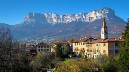 Fototapeta premium Alpine Village Autumn View