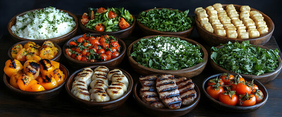Fototapeta premium Assorted Grilled And Fresh Food Selection