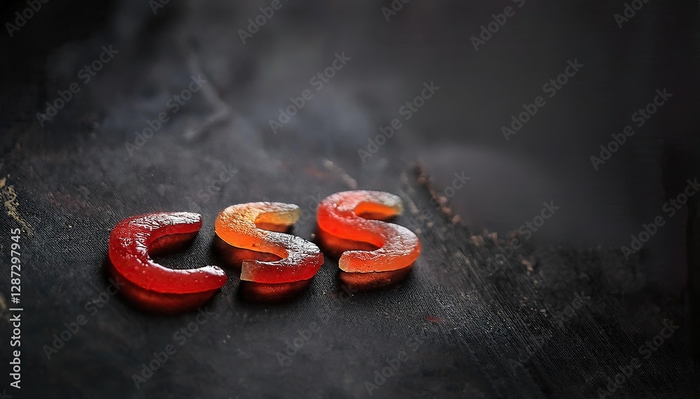 Poster vibrant candy letters representing css for design projects