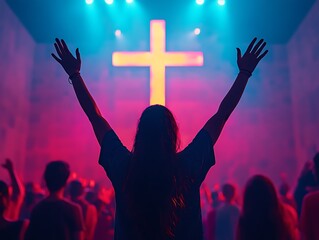 Worshiping, Church, Raised Hands