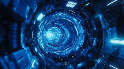 Abstract blue futuristic technology concept background with high-tech digital elements, glowing circuit patterns, and modern innovation-inspired design for cutting-edge digital projects and sci-fi int