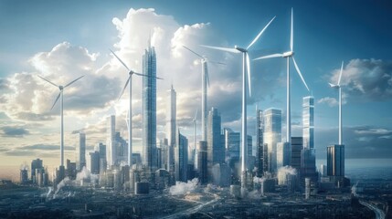 Fototapeta premium Eco-Friendly Metropolis: A Sustainable Cityscape of the Future