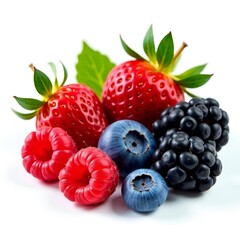 Big Pile of Fresh Berries on the White Background