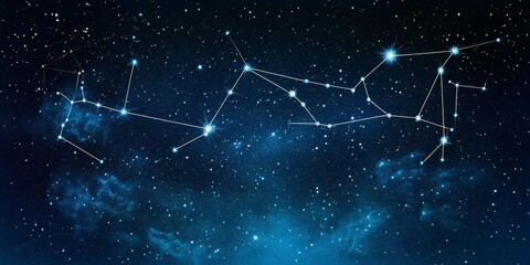 Night sky constellation map, cosmic background, astrology
