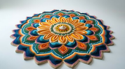 Intricate sand mandala in vibrant hues.  A stunning work of art.