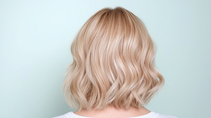 Fototapeta premium Woman's Blonde Wavy Bob Hairstyle, Studio Shot