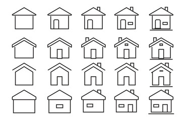 Line icons about real estate. Contains such icons as sale, location, industrial warehouse and more.
