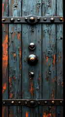 Fototapeta premium Vintage Wooden Shield With Metal Accents