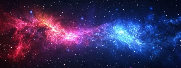 Fototapeta premium Cosmic Nebula Red, Blue Gas Clouds in Space