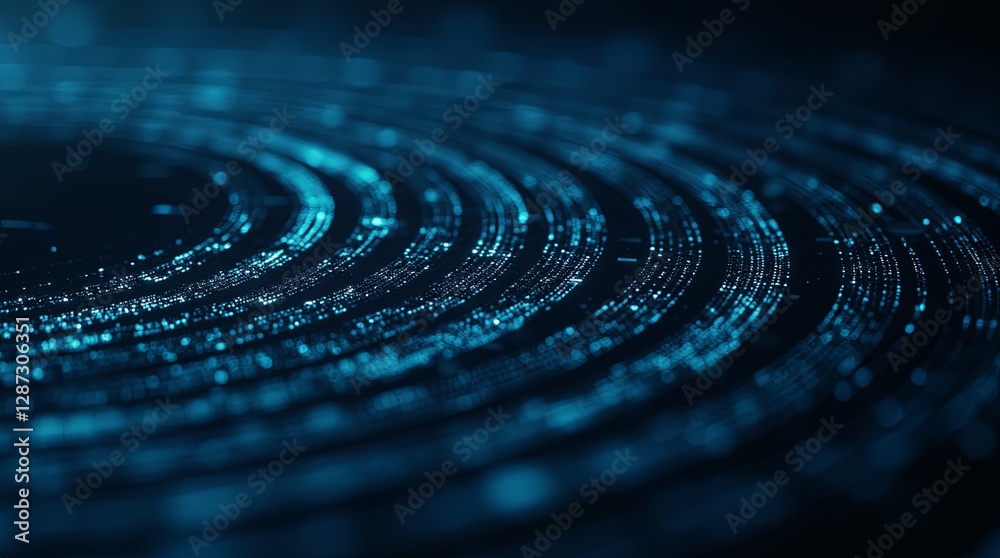 Poster a blue circle with many lines and dots