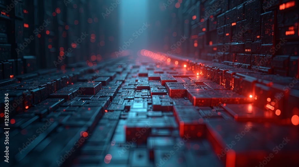 Aufkleber A computer generated image of a dark room with red lights