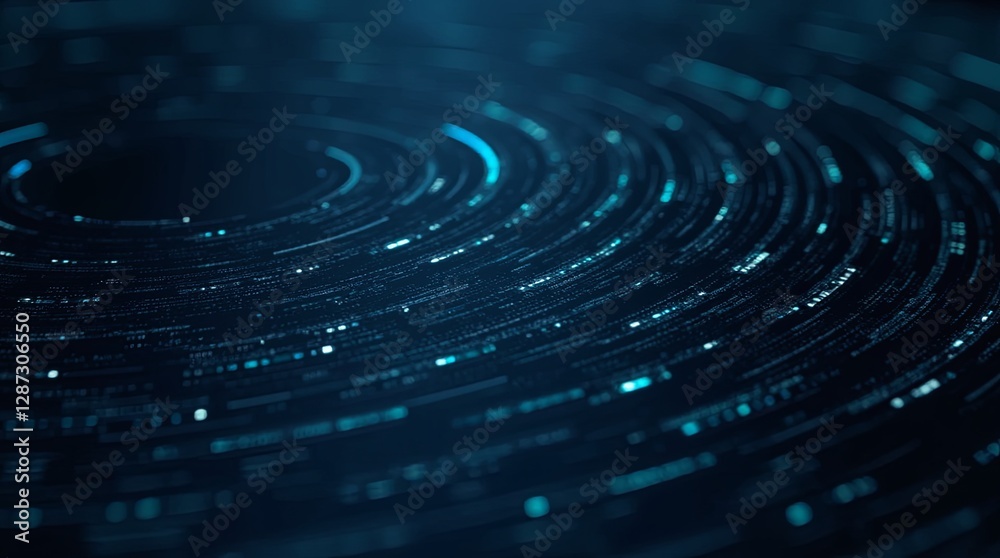 Poster a blue circle with many lines and dots