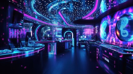 Neon Nights: Futuristic Nightclub Interior Design