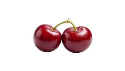 Pair of red cherries isolated on white background
