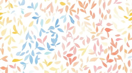 This seamless pattern showcases an array of colorful petals and leaves, perfect for enhancing textiles, wallpaper, and packaging designs during spring and summer