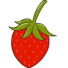 Red strawberry illustration, Spring and summer fruit clipart