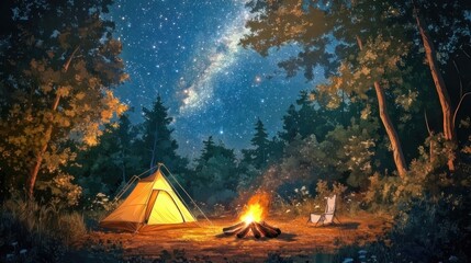 Starlit Forest Camping Scene (1)