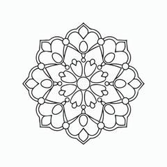 Fototapeta premium abstract floral ornament, simple mandala coloring page, vector mandala line art