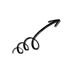 Handdrawn black arrow on transparent background