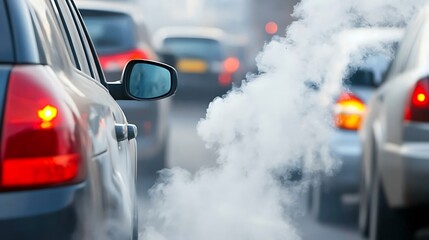 City traffic, exhaust fumes, pollution, urban
