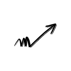 Handdrawn black arrow on transparent background