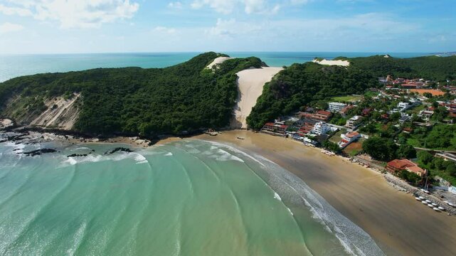Aerial view of Ponta Negra beach, Morro do Careca, in Natal, Rio Grande do Norte, Brazil.